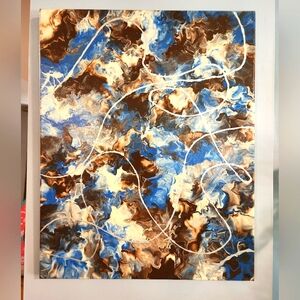 Abstract Blue and Brown Canvas Art
